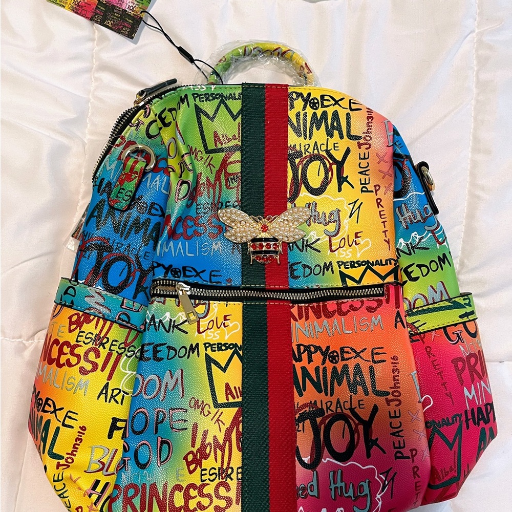 Vegan Multicolor Leather Chunma Graffiti Backpack